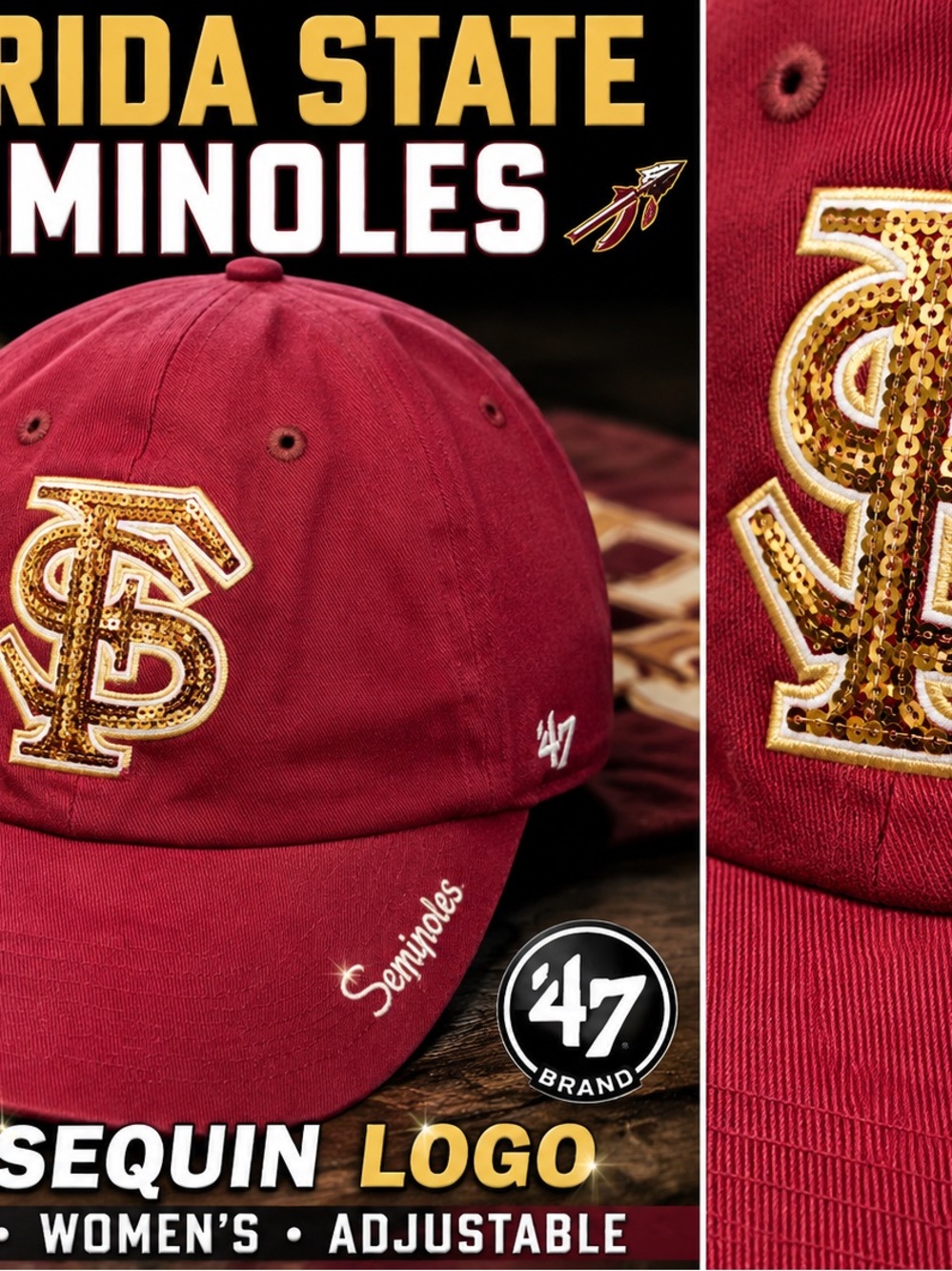 '47 Garnet Florida State Seminoles Sequin Logo Women's Cap